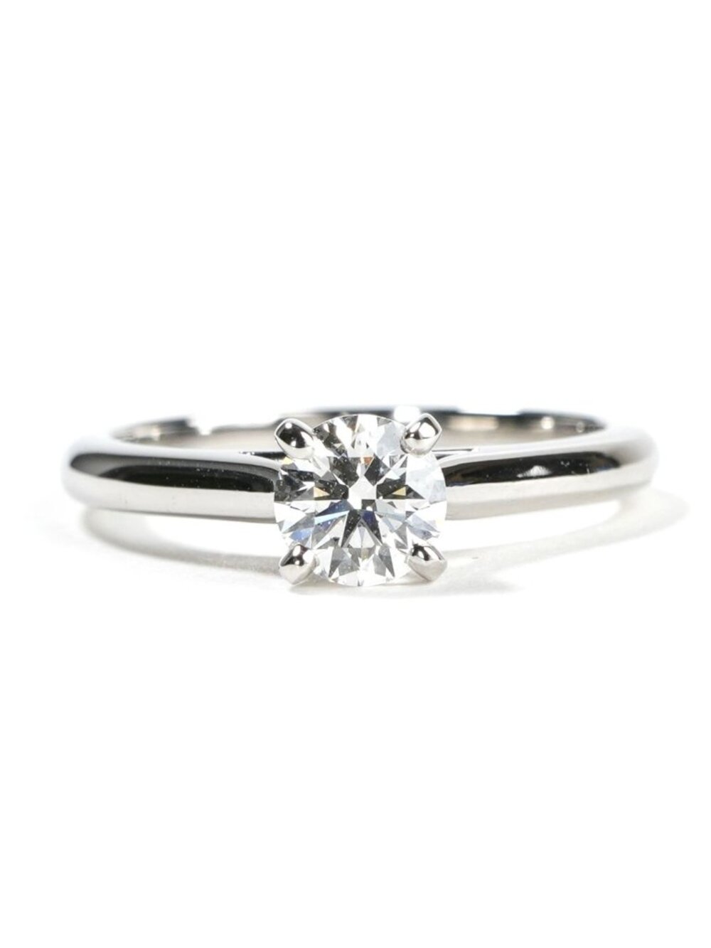 Cartier Solitaire Ring Brilliant Cut Diamond Silver Wedding Platinum